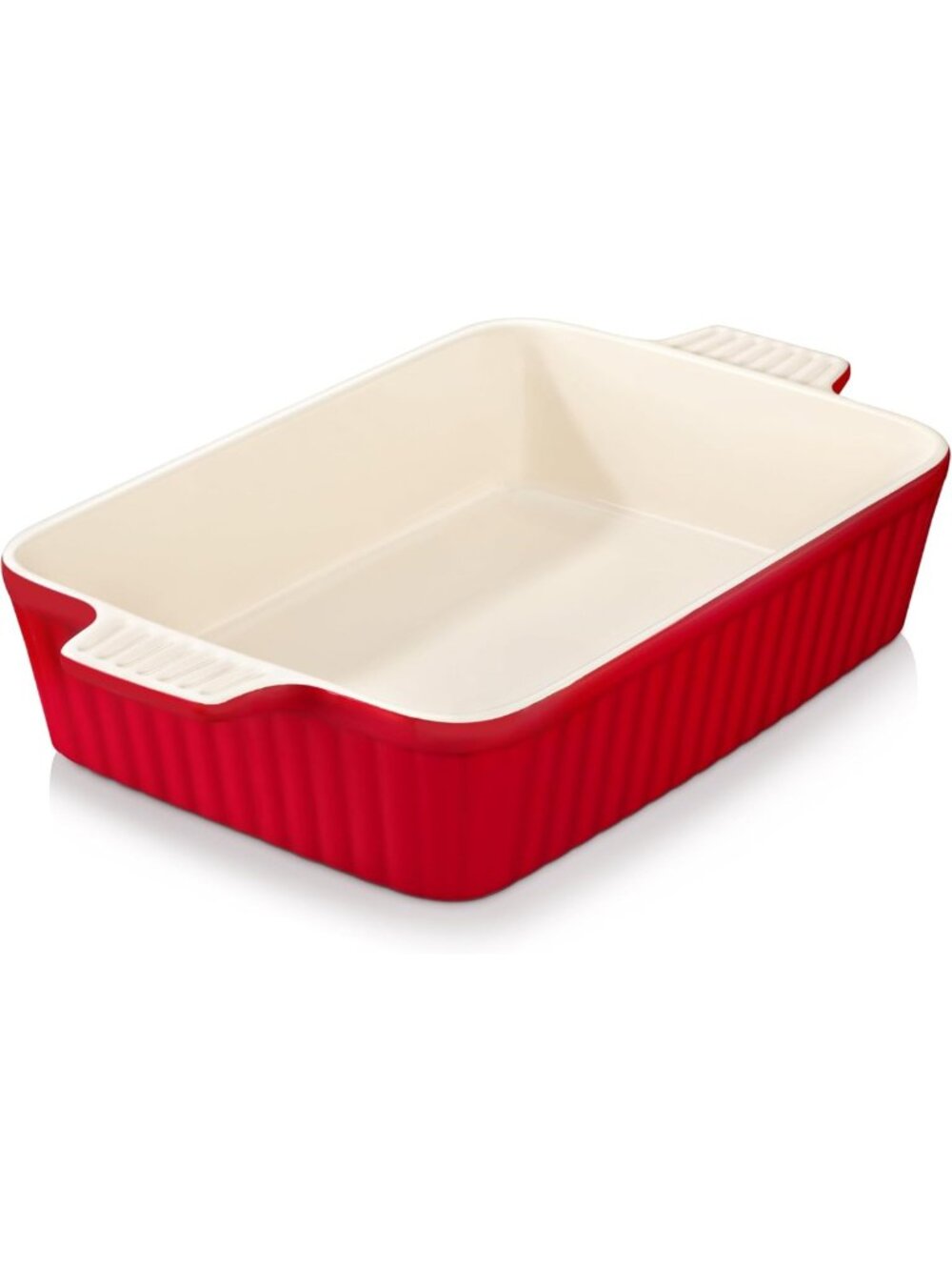 4.4 QT Ceramic Casserole Dish for Oven, 9x13 Baking Dish, Red Kitchen Cookware